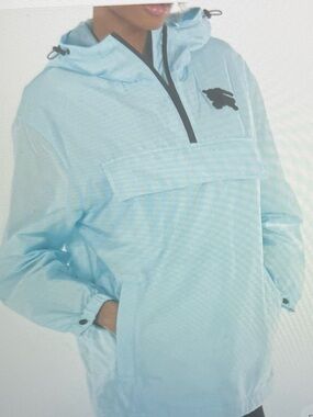 Burberry, NWTs light  Blue Anorak Pullover with Black Logo sz 6